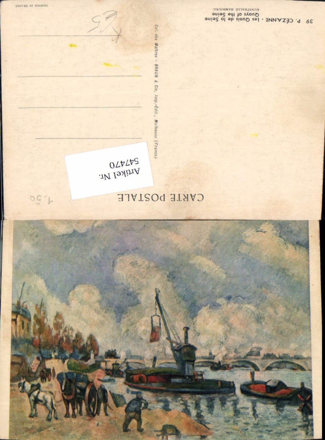 547470,Künstler AK Paul Cezanne Les Quei de la Seine Kran Hafen