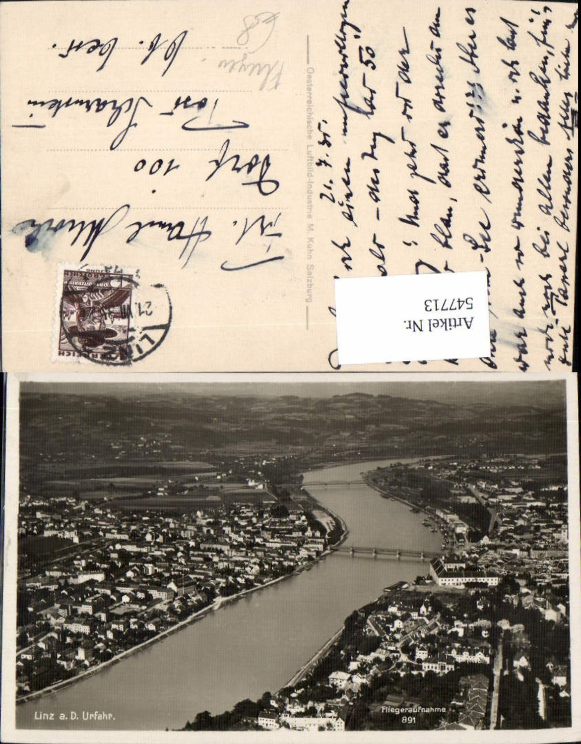 547713,tolle Fliegeraufnahme Linz an der Donau Luftbild Nr. 891