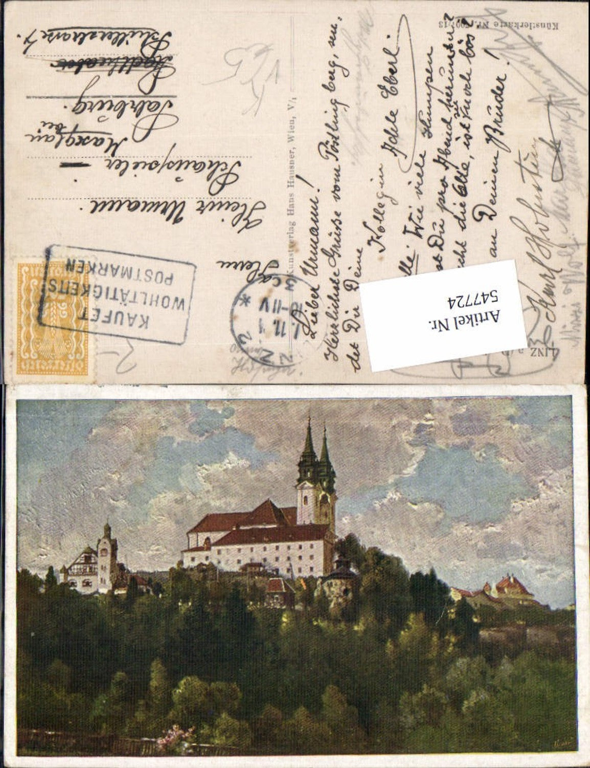 547724,tolle Künstler AK Linz an der Donau Pöstlingberg pub Hausner 7007-13