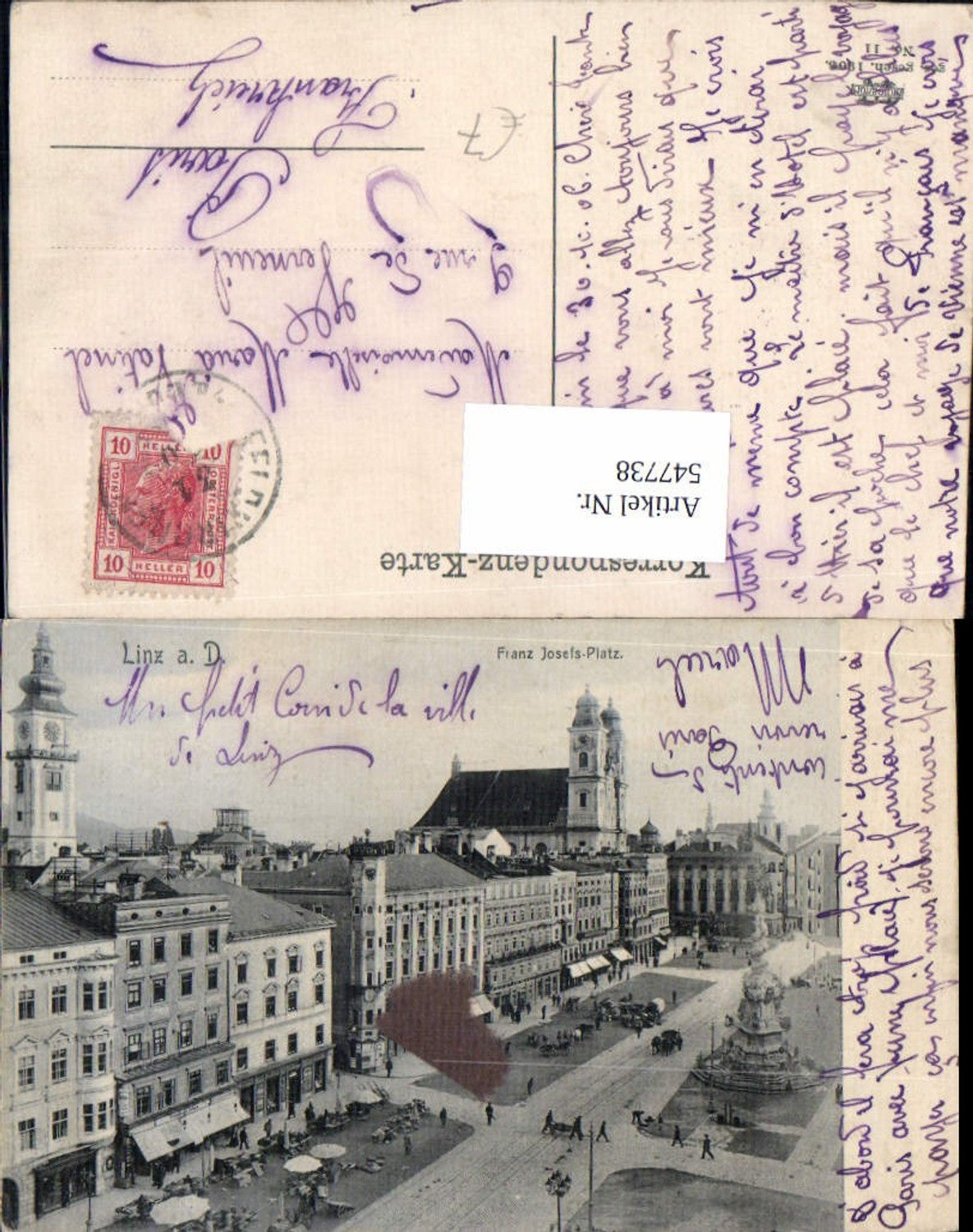 547738,Linz an der Donau Franz Josefs Platz Dreifaltigkeitssäule