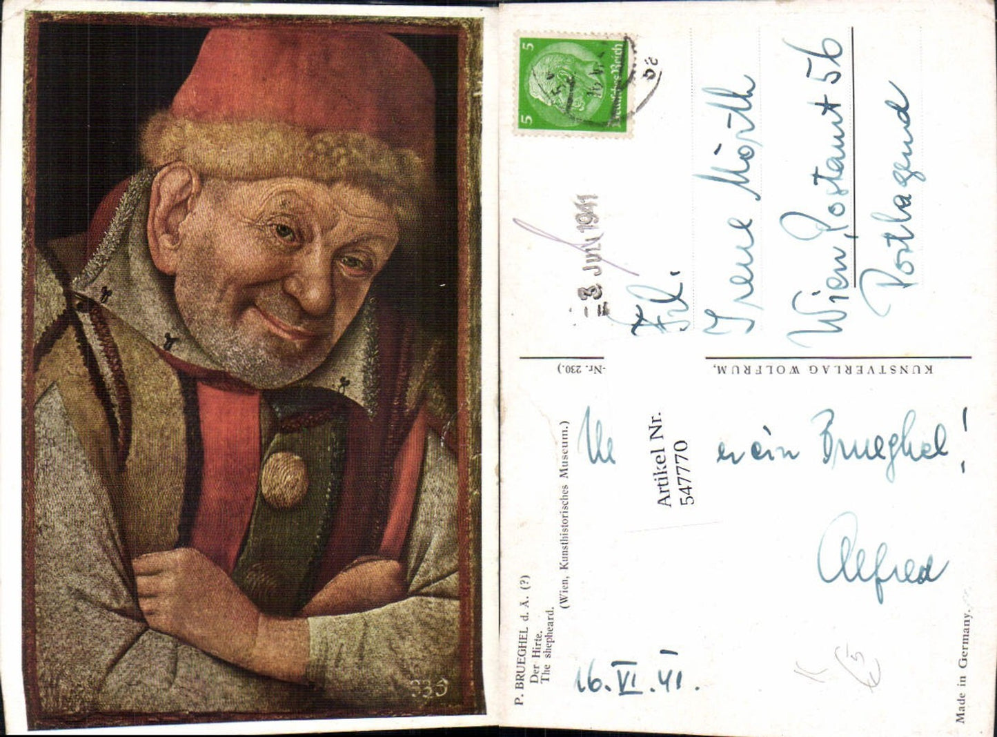 547770,Künstler AK P. Brueghel Der Hirte