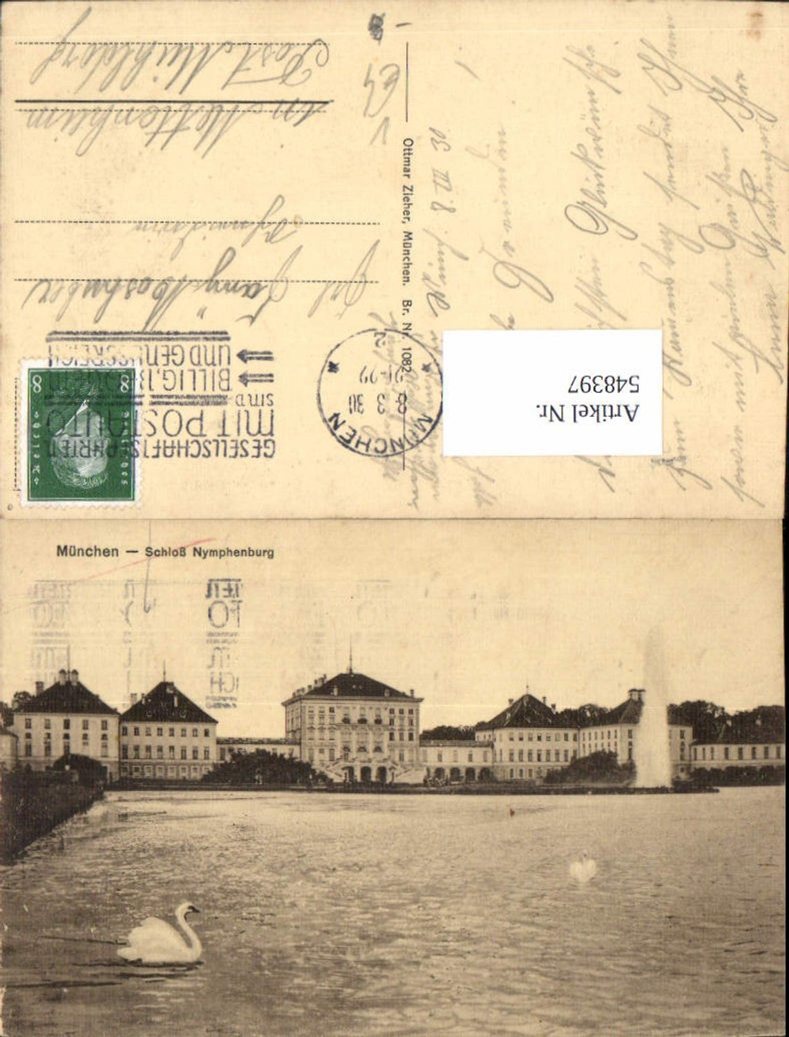 548397,München Nymphenburg Schwan Schwäne pub Zieher 1082