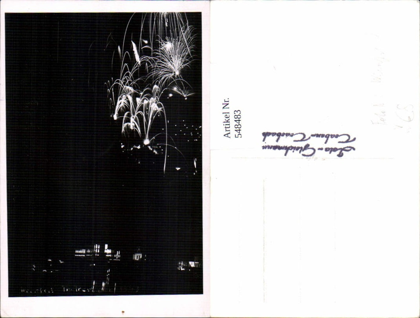 tolle Foto-AK UNIKAT Traben Trarbach an der Mosel Weinfest Feuerwerk 1949