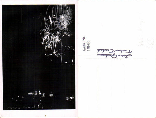 tolle Foto-AK UNIKAT Traben Trarbach an der Mosel Weinfest Feuerwerk 1949