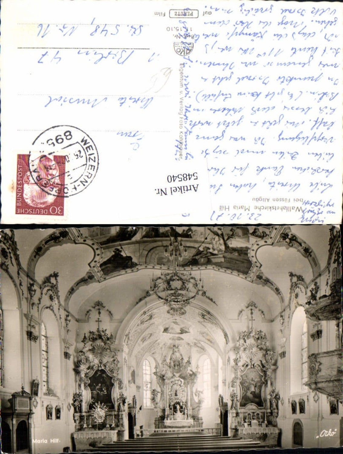 548540,Füssen am Lech Maria Hilf Kirche Innen