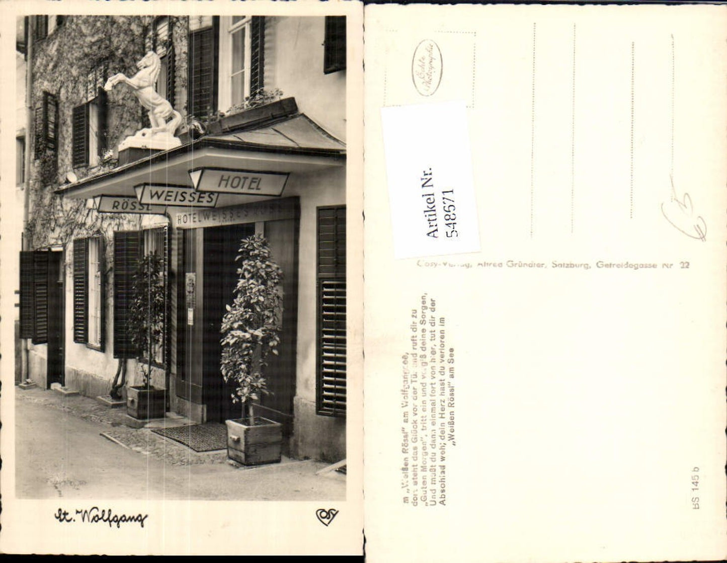 548671,St. Wolfgang am Wolfgangsee Weißes Rössl pub Cosy Bs 145 b