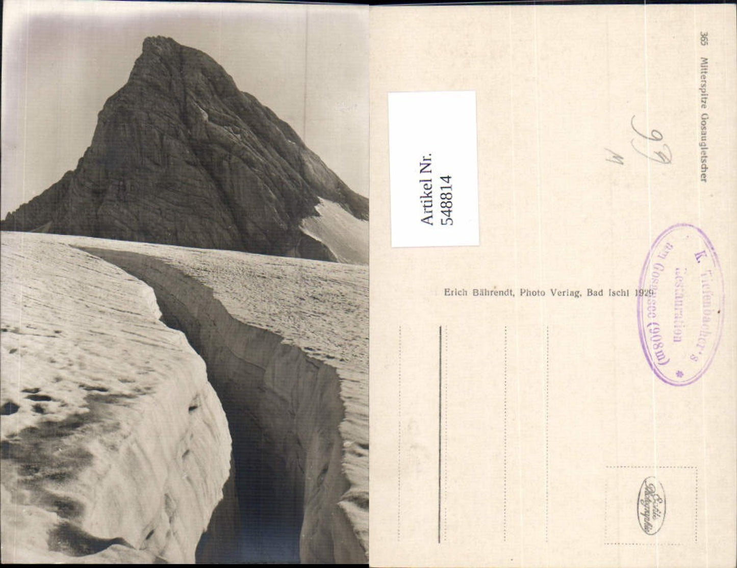 548814,tolle Foto-AK Gosau Gosaugletscher Gletscher Mitterspitze