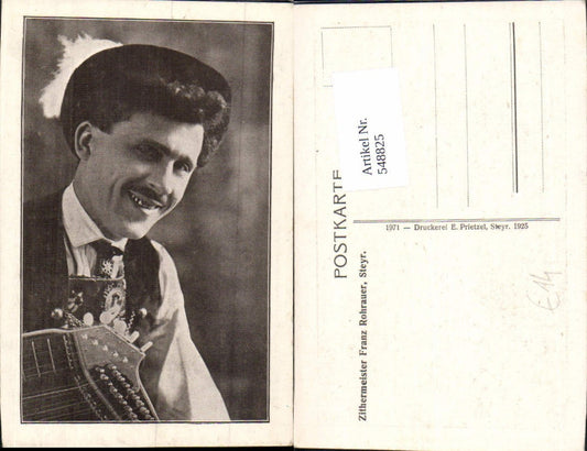 548825,Steyr Musiker Franz Rohrauer Zithermeister Zither pub Prietzel 1925