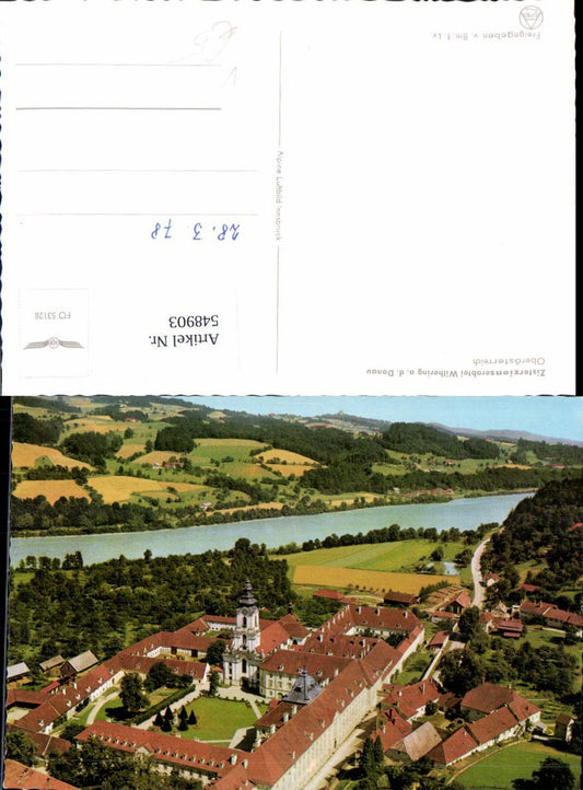 548903, Aerial photograph of Wilhering on the Danube near Linz, published by Alpine Luftbild FÖ 53128