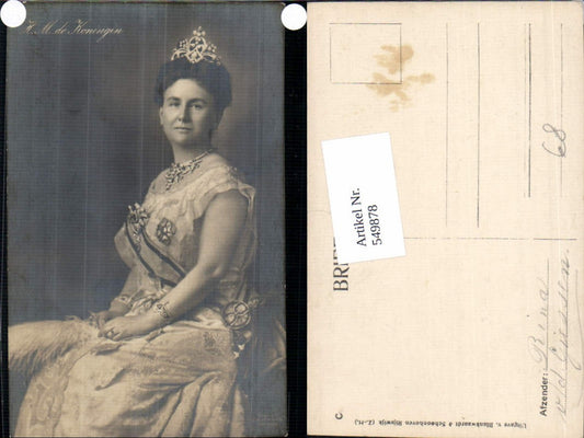 549878,Foto-AK Adel Monarchie Niederlande Königin Krone Wilhelmina