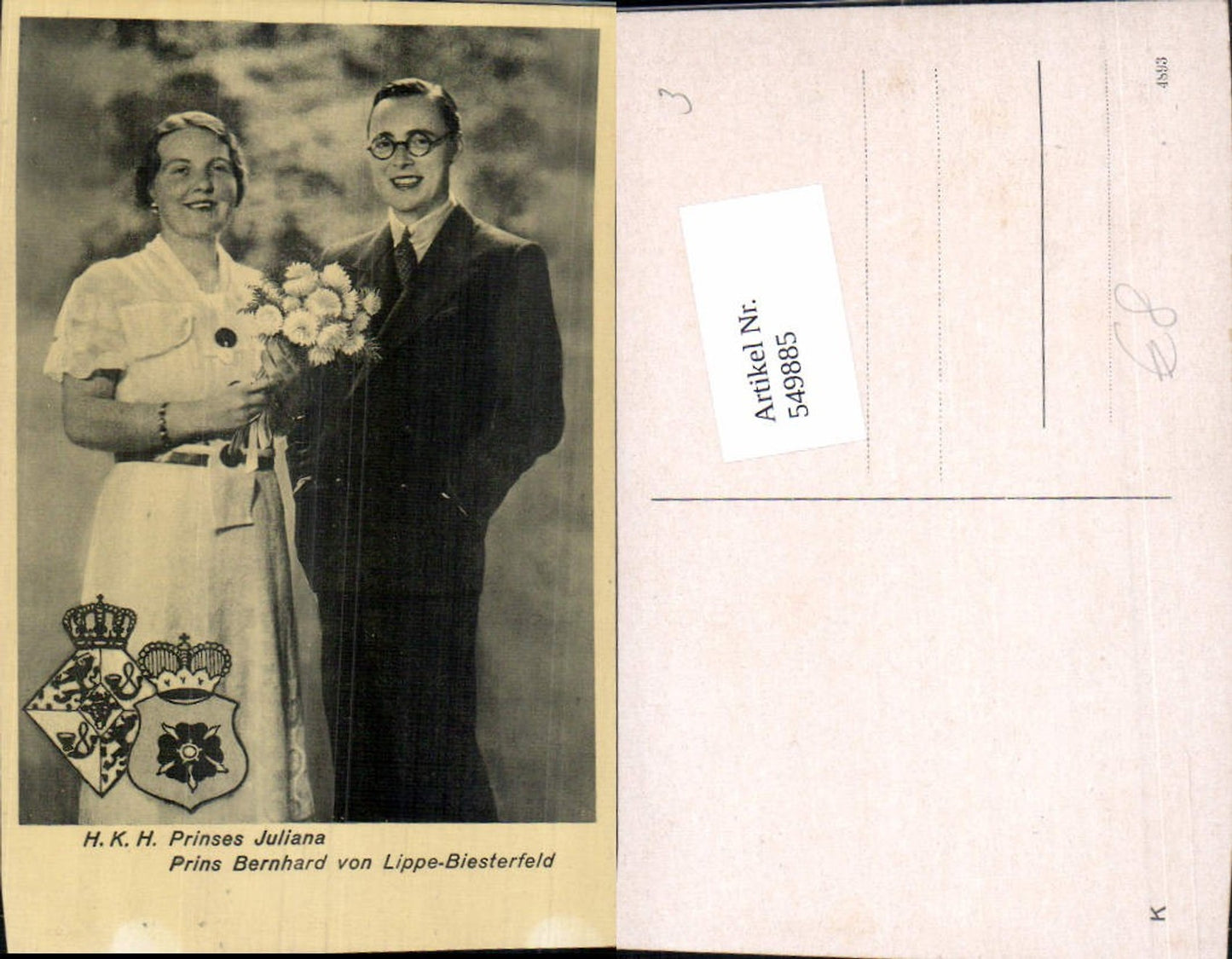 549885,Adel Monarchie Niederlande Prinses Juliana Prinz Bernhard Lippe Biesterfeld