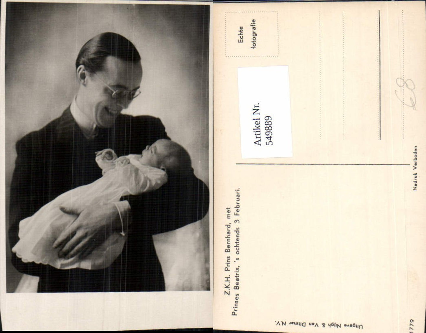 549889,Adel Monarchie Niederlande Bernhard Lippe Biesterfeld m. Baby Beatrix
