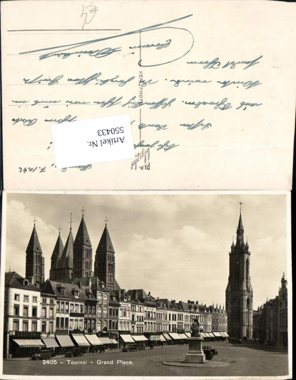 550433,Belgium Foto-AK Tournai Oldtimer Auto Grand Place