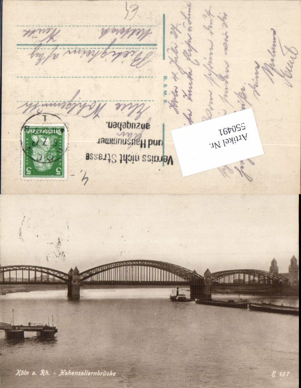 550491,Foto-AK Köln am Rhein Hohenzollernbrücke Brücke