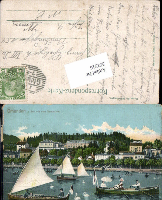 551316,Gmunden am Traunsee See m. Sanatorium Boote Segelboot