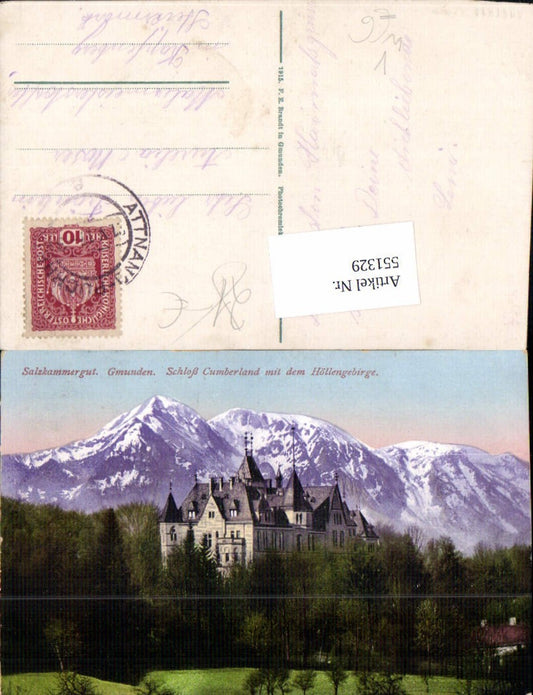 551329,Gmunden am Traunsee Schloß Cumberland Höllengebirge pub Brandt 1356