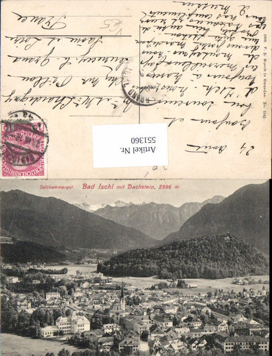 551360,tolle AK Bad Ischl Salzkammergut m. Dachstein pub Brandt 1542