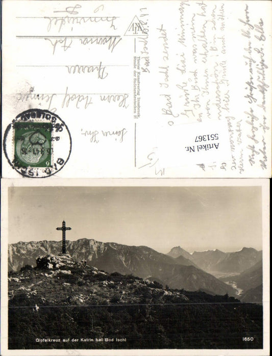 551367,Bad Ischl Salzkammergut Gipfelkreuz auf der Katrin