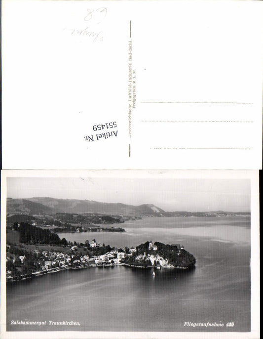 551459,tolle Fliegeraufnahme 440 Traunkirchen am Traunsee pub Österr. Luftbild Industrie