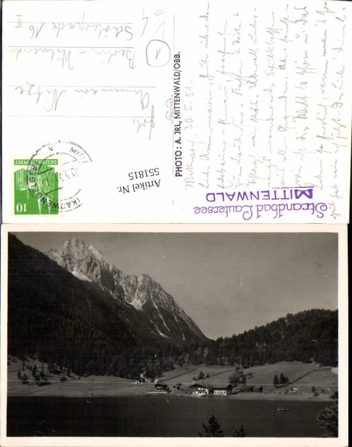 551815,Mittenwald in Oberbayern Strandbad Lautersee pub A. Jrl Fotograf