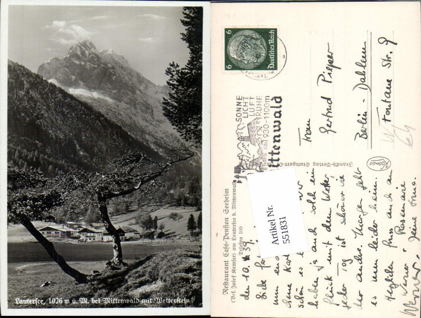 551831,Mittenwald in Oberbayern Lautersee Wetterstein n. Dahlem Berlin