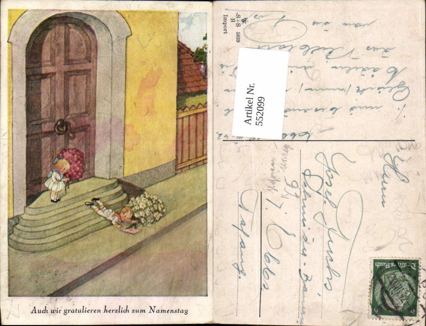 552099,Künstler AK August Hofmann unsign. Kinder Humor Scherz Namenstag