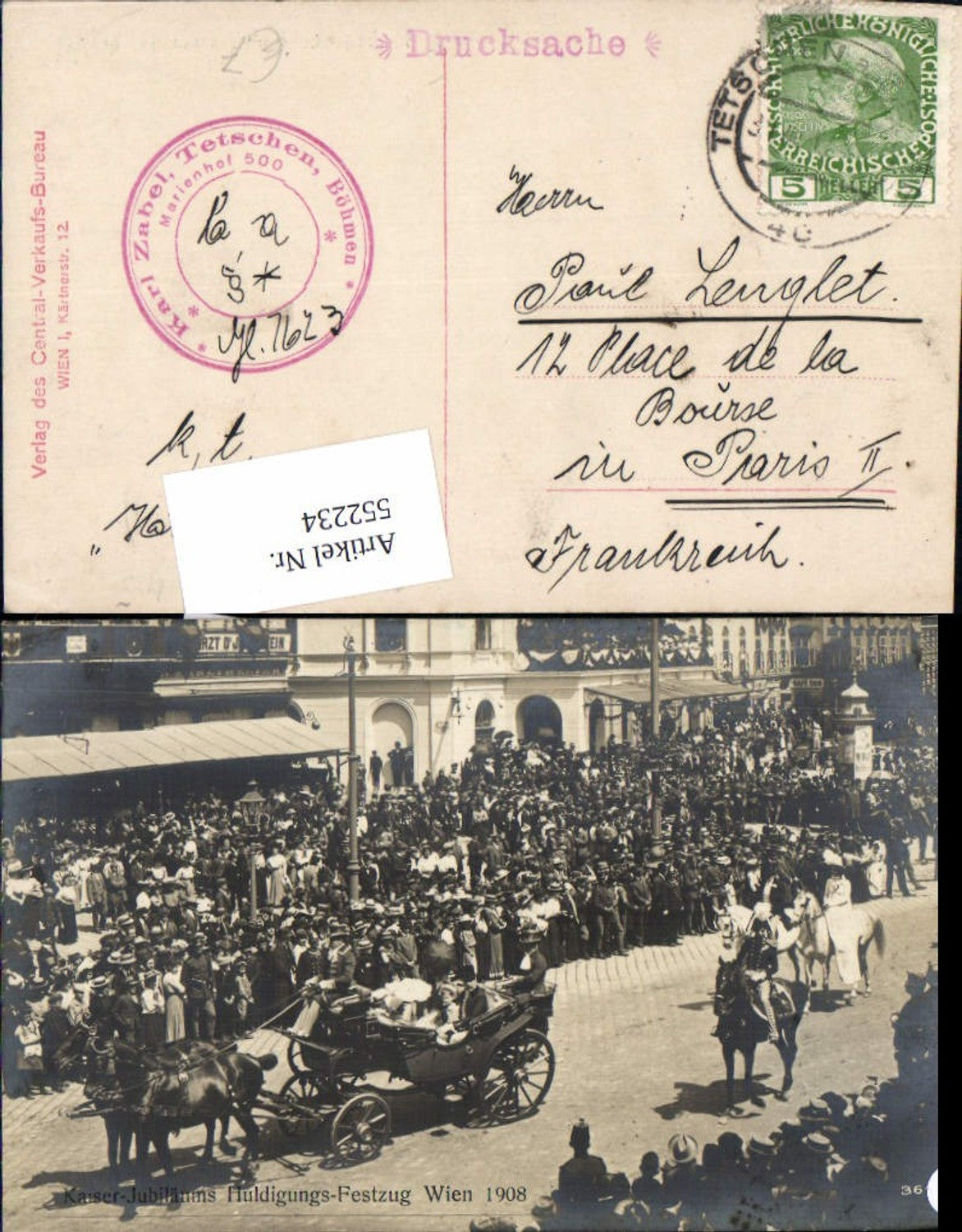 552234,Adel Monarchie Kaiser Jubiläums Huldigungs Festzug 1908 Kutsche