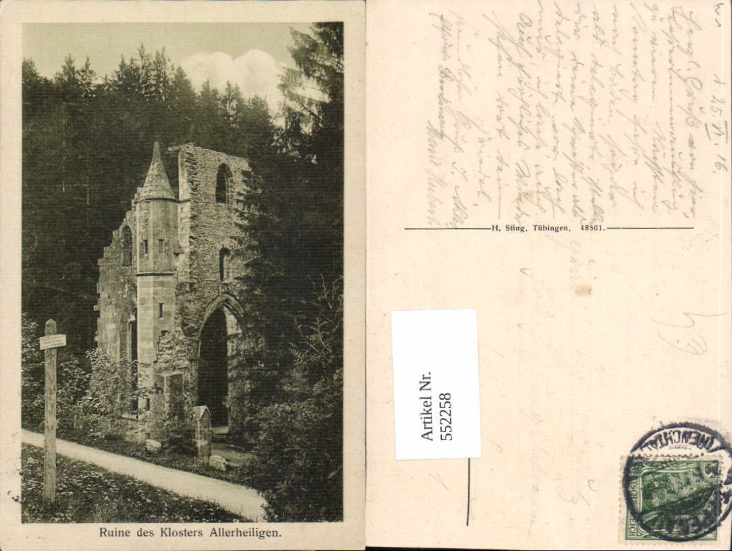 552258,Oppenau Allerheiligen im Schwarzwald Kloster Ruine