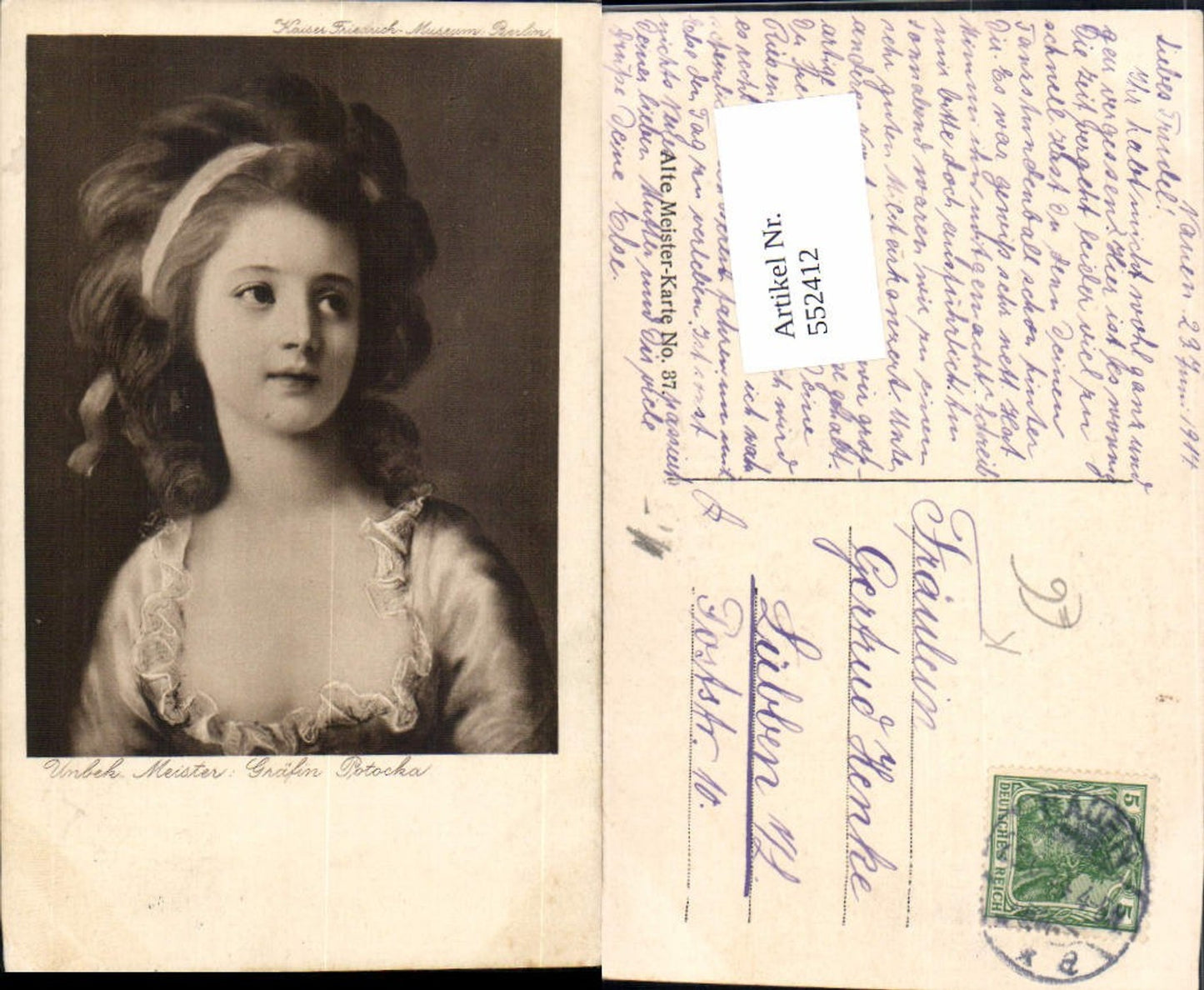 552412,Gräfin Potocka Portrait Alte Meister Karte 37