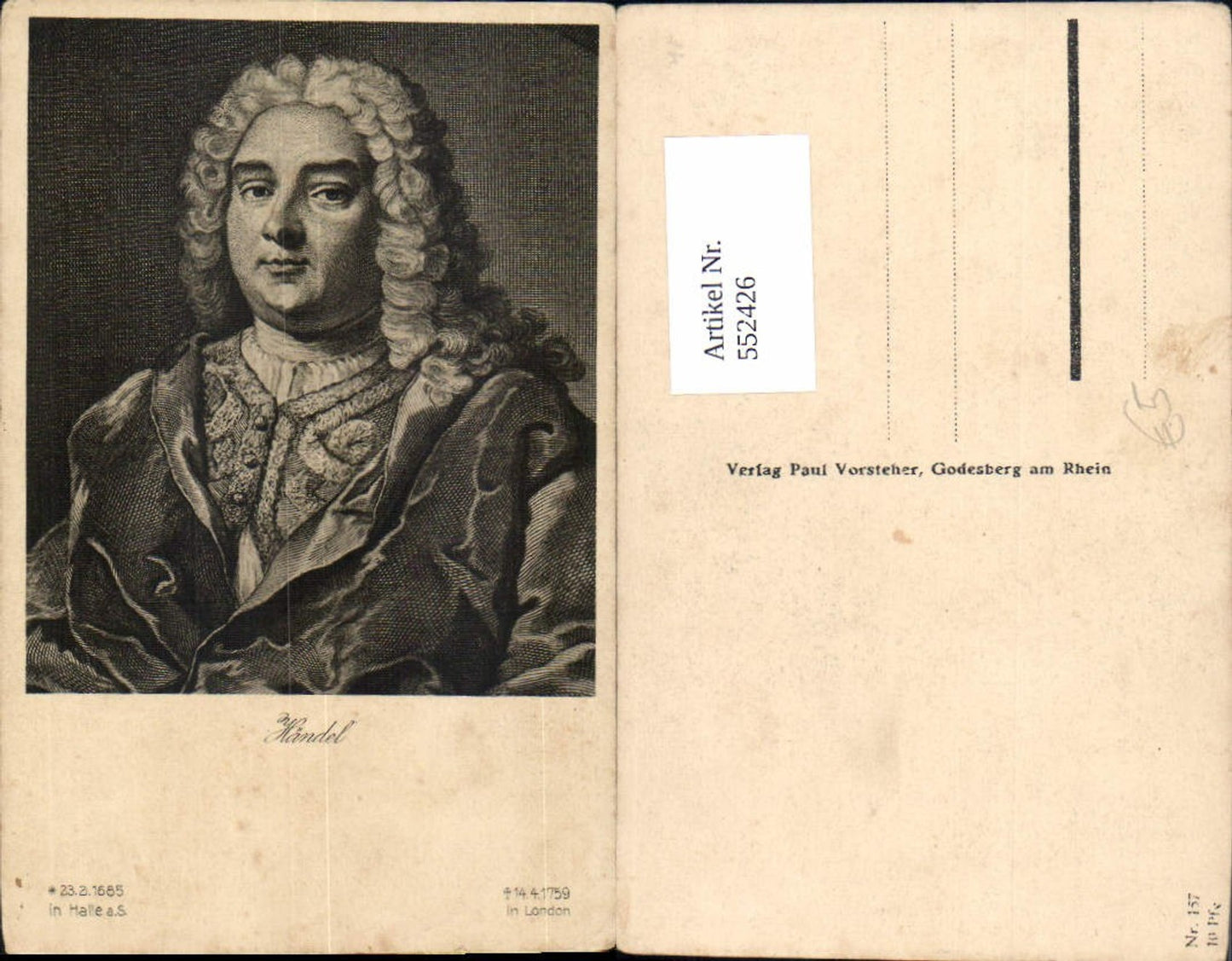 552426,Künstler AK nach Stich Händel aus Halle an der Saale gest. London