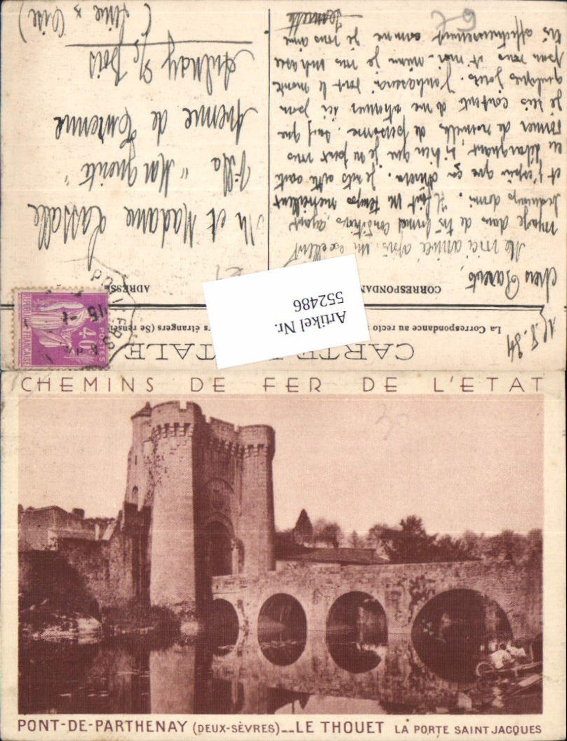 552486,Parthenay Deux Sevres Le Thouet Porte Saint Jacques