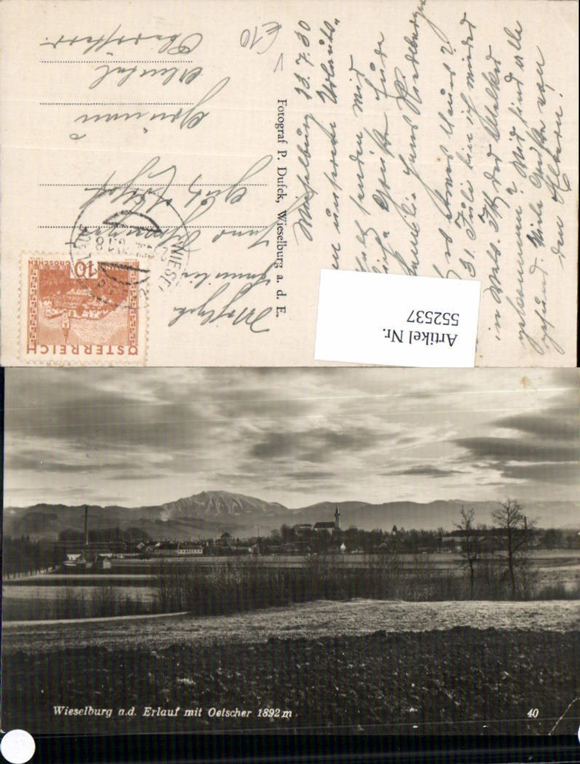 552537,tolle Foto-AK Wieselburg an der Erlauf m. Ötscher pub Dufek Fotograf