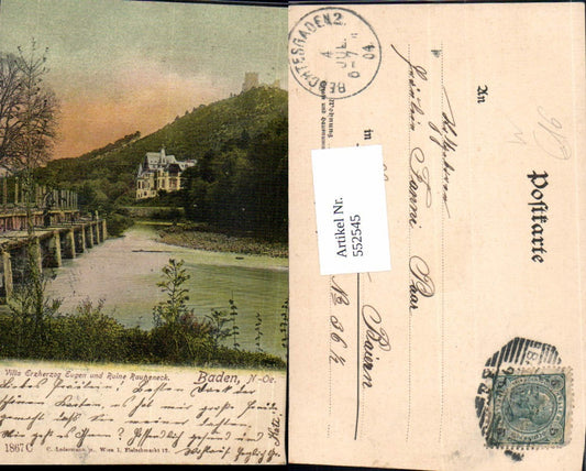 552545,Baden bei Wien Villa Erzherzog Eugen Ruine Rauheneck pub Ledermann 1867 C