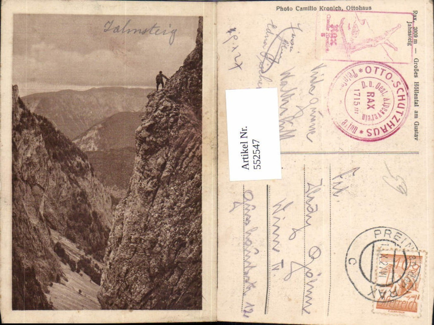 552547,Rax Semmering Jahnsteig Kletterer Prein an der Rax Stp.
