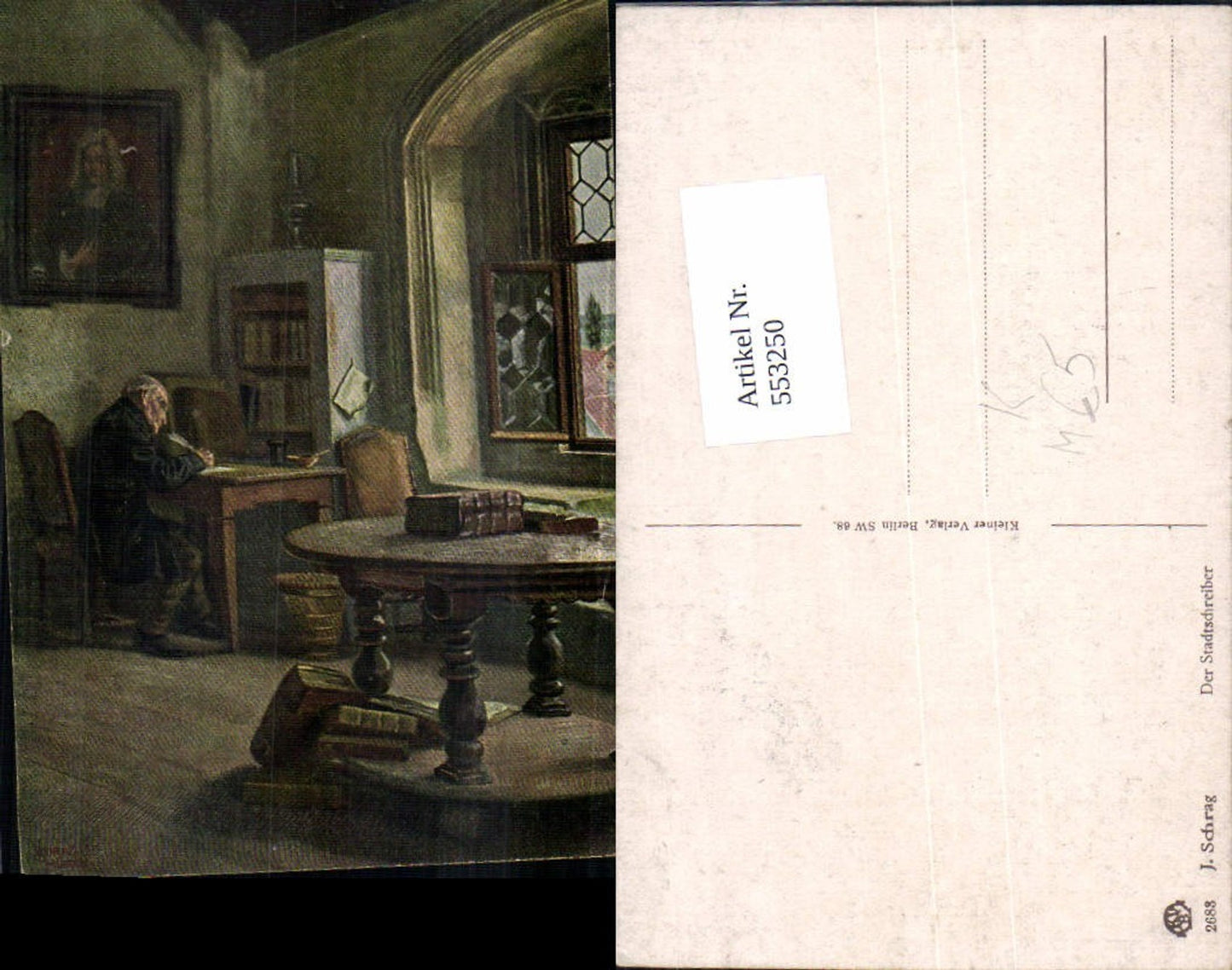 553250,Künstler AK J. Schrag Lesen liest Bücher Buch