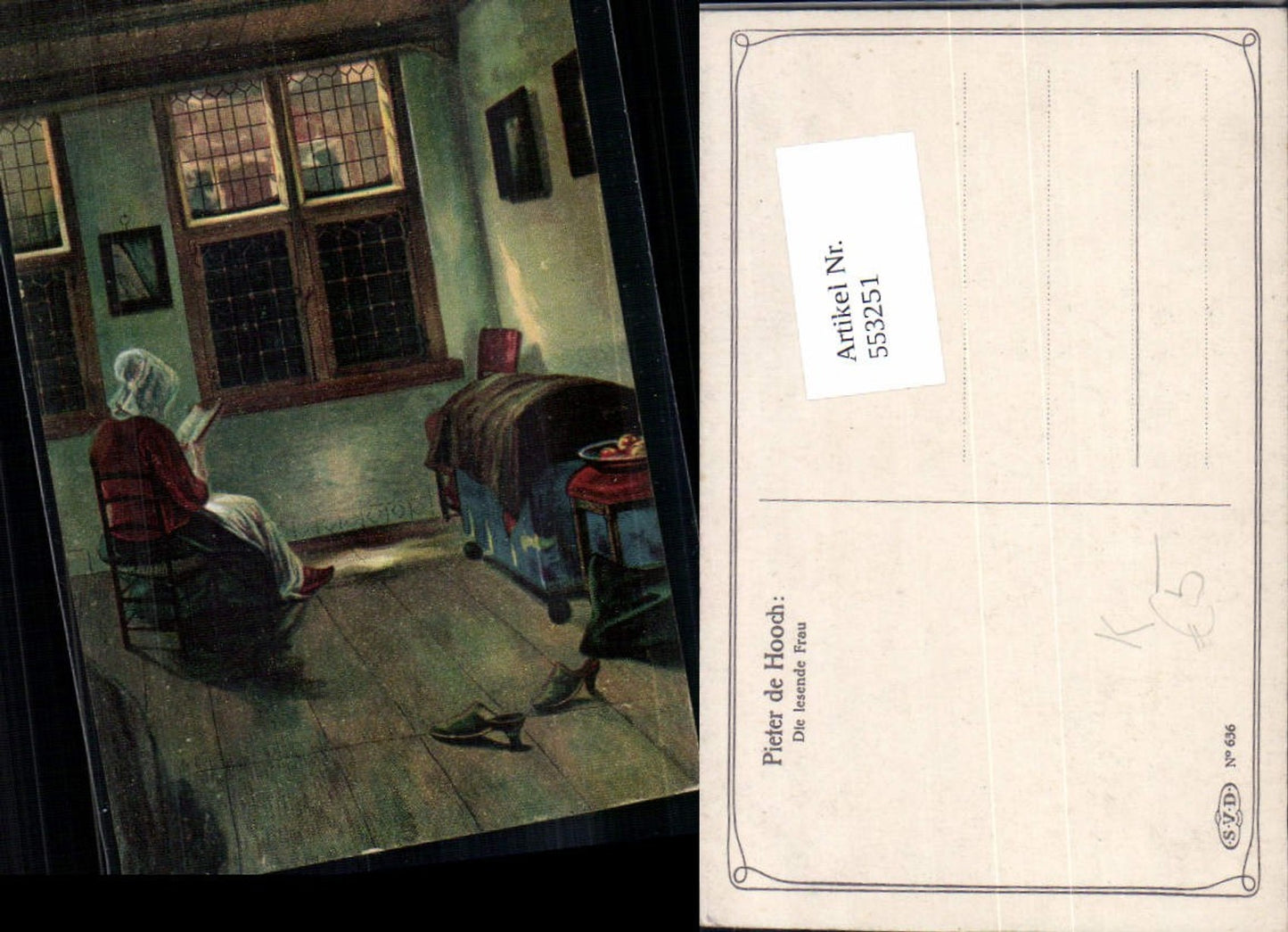 553251,Künstler AK Pieter de Hooch Lesen liest Buch