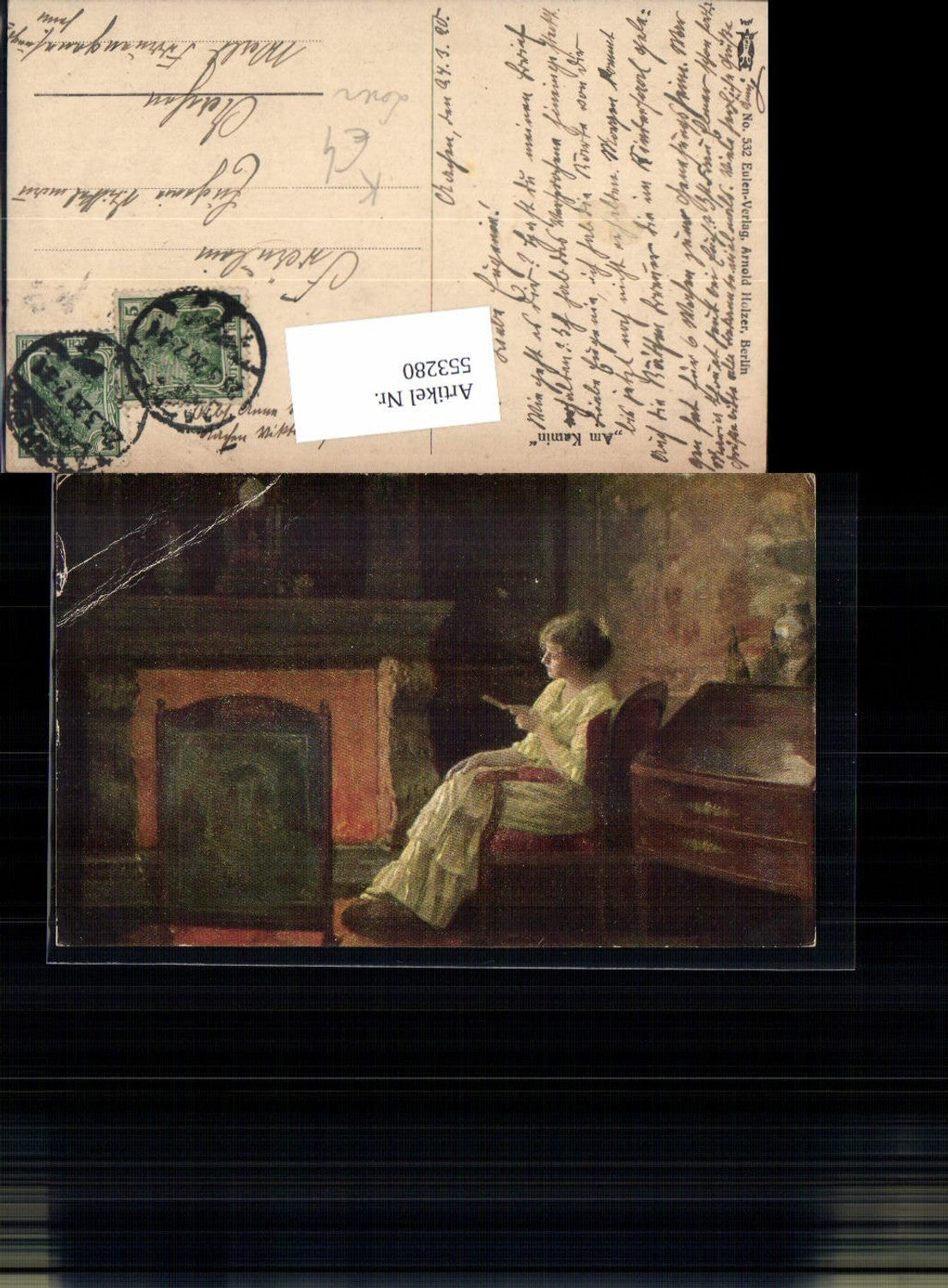 553280,Künstler AK Lesen liest Frau Buch