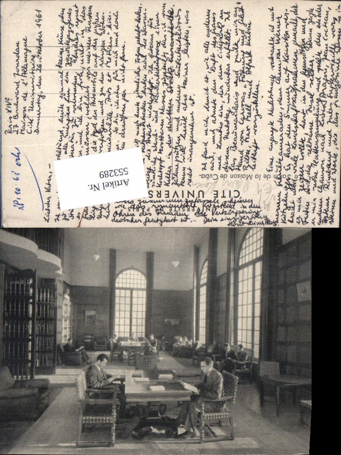 553289,Künstler AK Paris Bibliothek Lesen liest