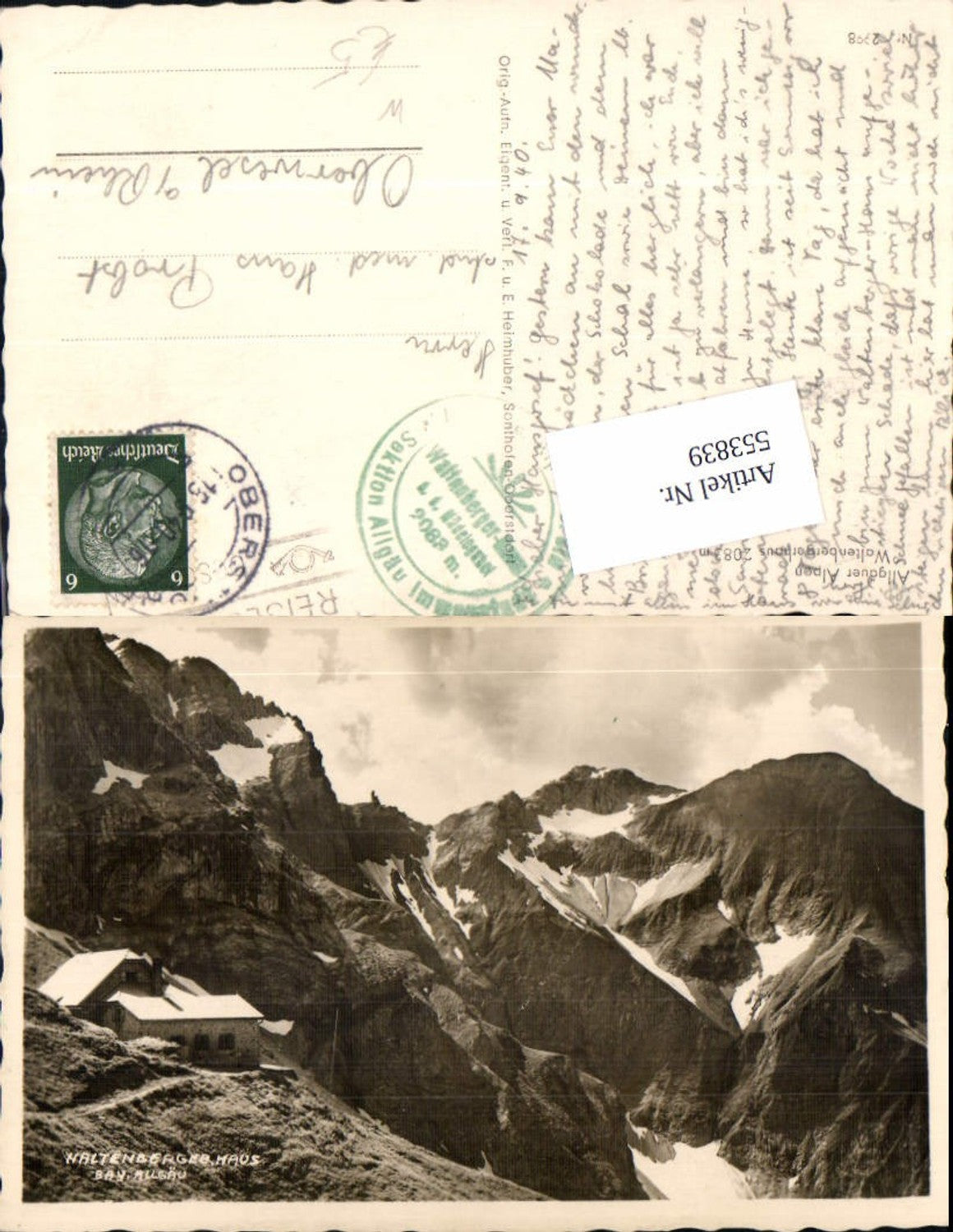 553839,Foto-AK Haltenbergerhaus Allgäu Oberstdorf Stempel Hüttenstempel