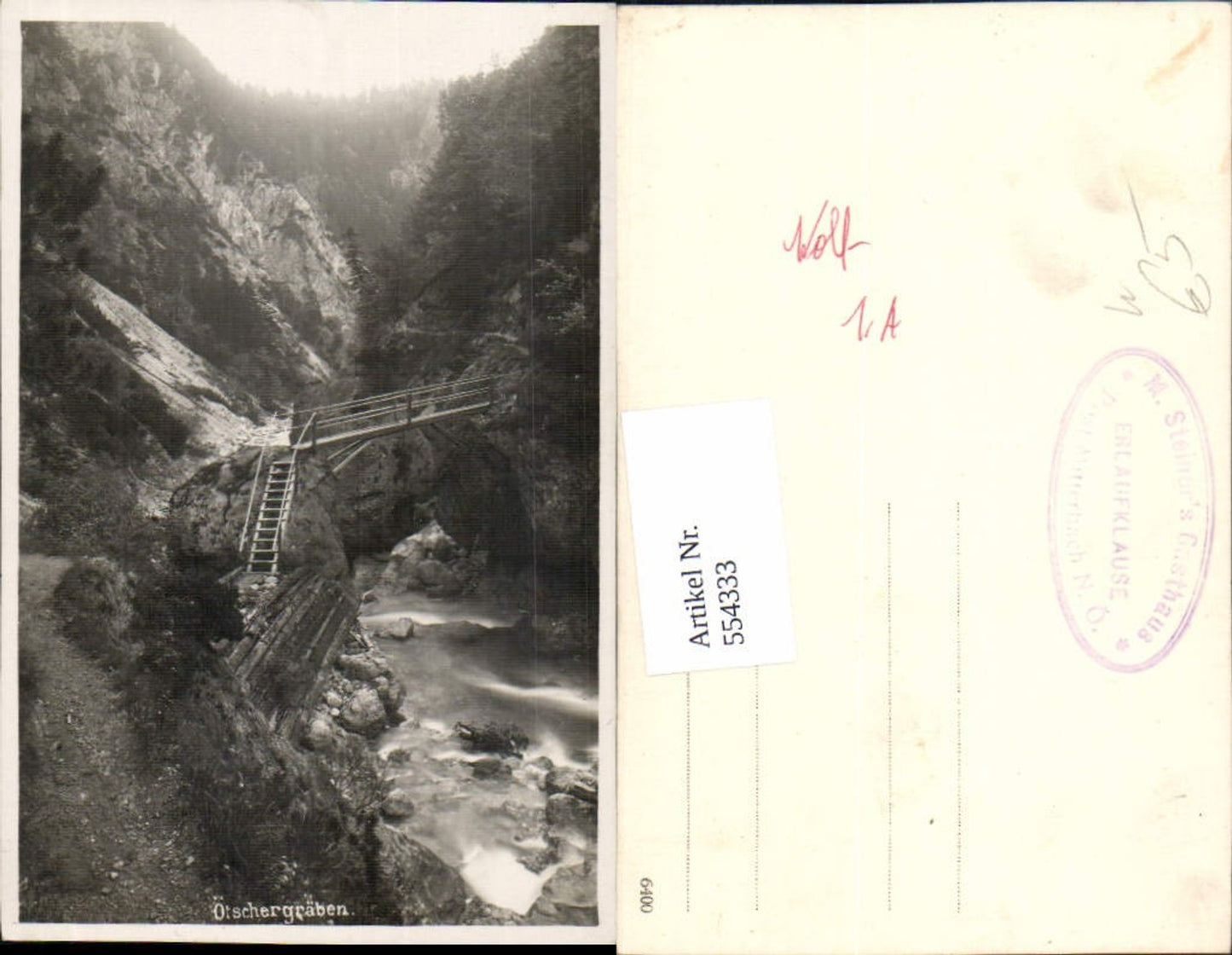 554333,Foto-AK Ötschergräben b. Kienberg Gaming Partie Stp. Mitterbach Erlaufklause