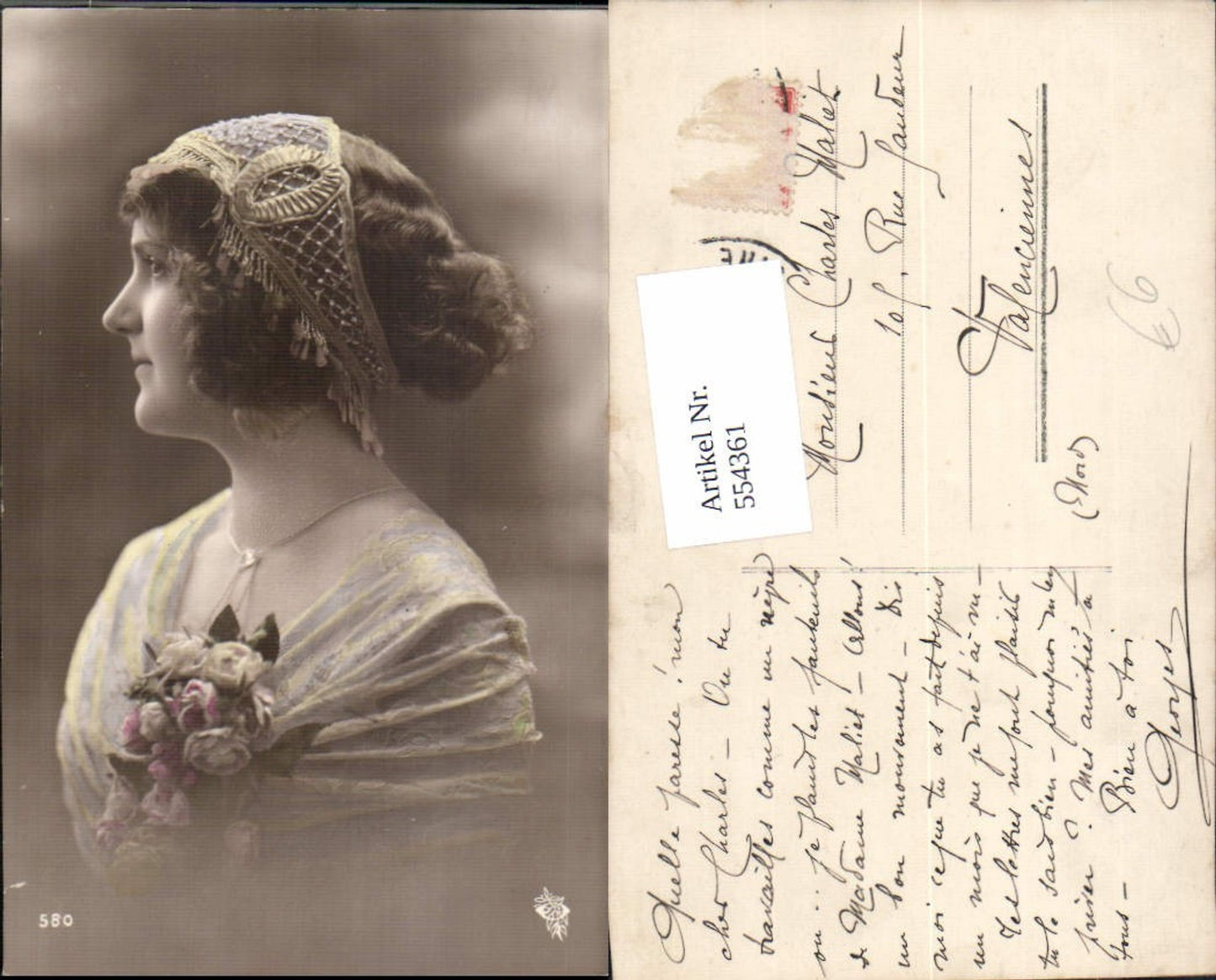 554361,tolle Foto-AK Frau Mode Portrait Haarschmuck