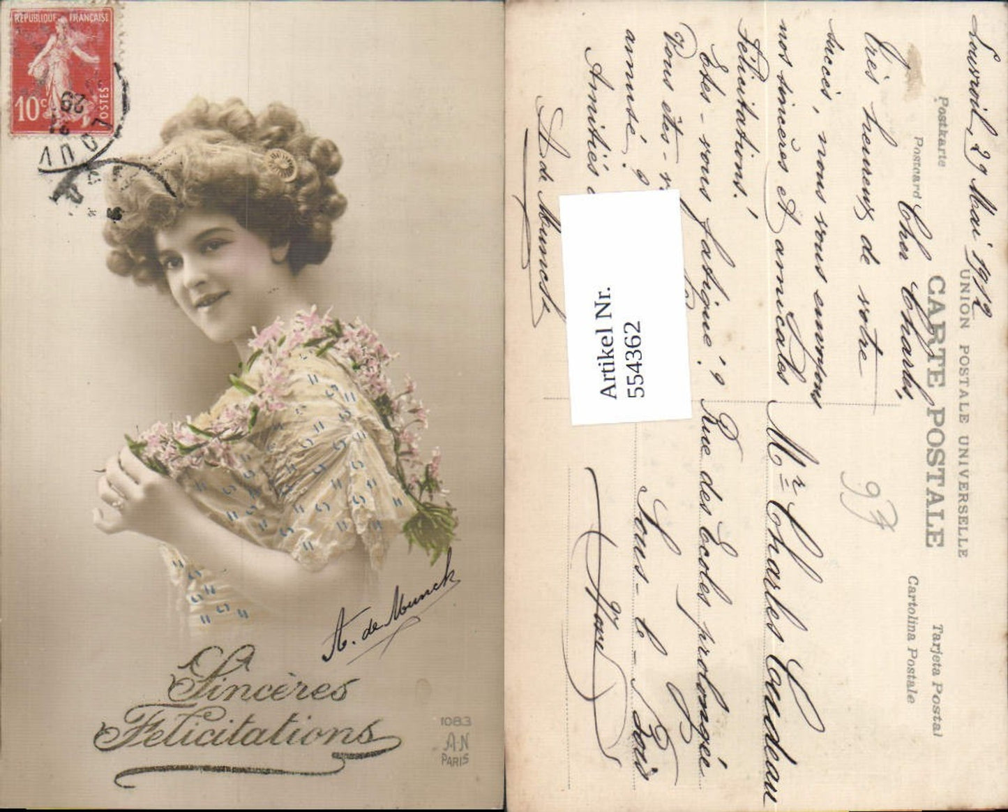 554362,tolle Foto-AK Frau Mode Portrait Kleid pub A. Noyer 1083