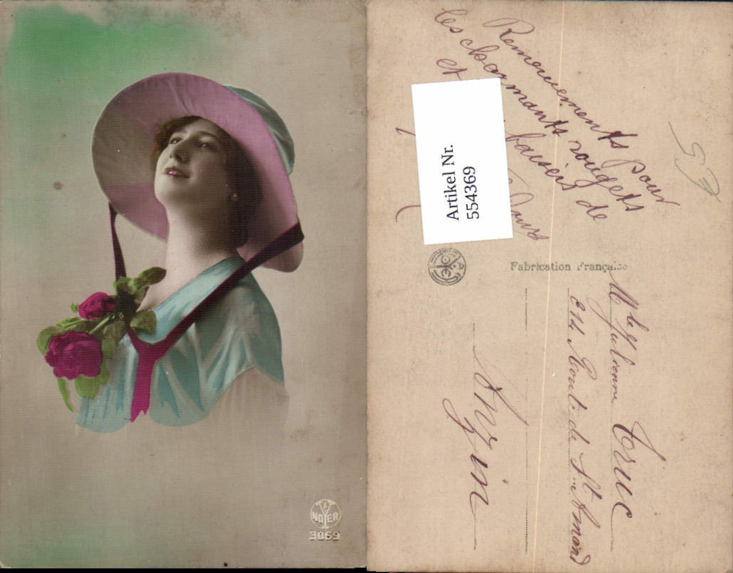 554369,tolle Foto-AK Frau Mode Portrait Hut Hutmode pub Noyer 3069