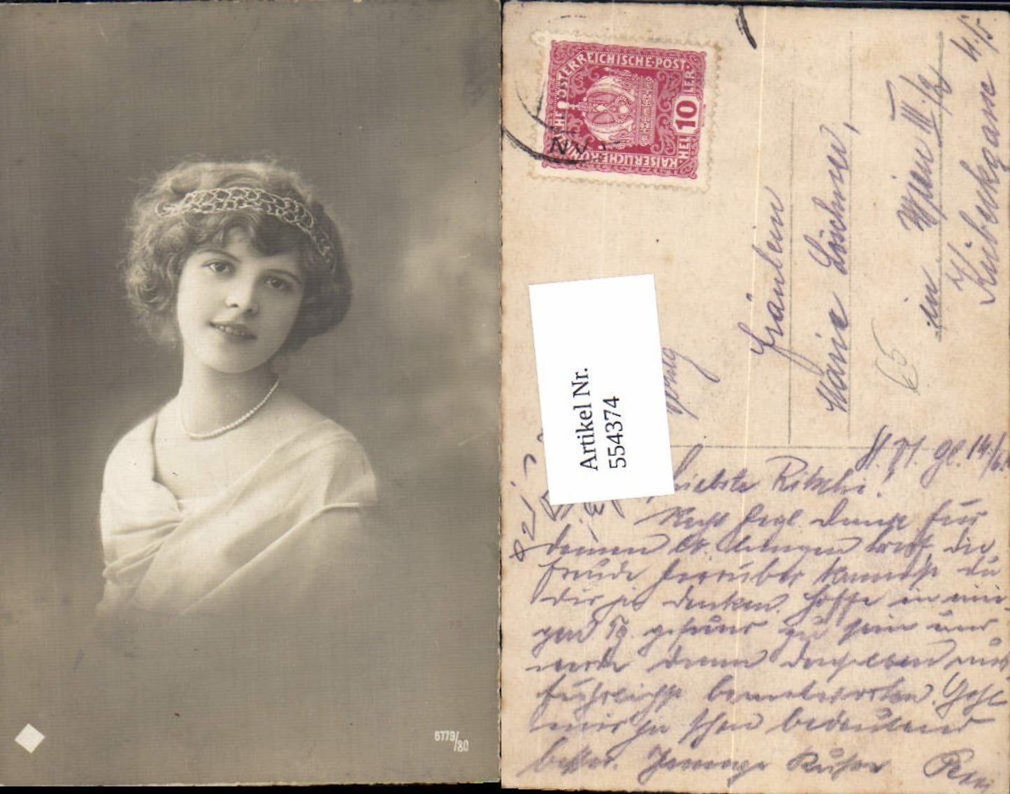 554374,tolle Foto-AK Frau Mode Portrait Haarschmuck Halskette Kette