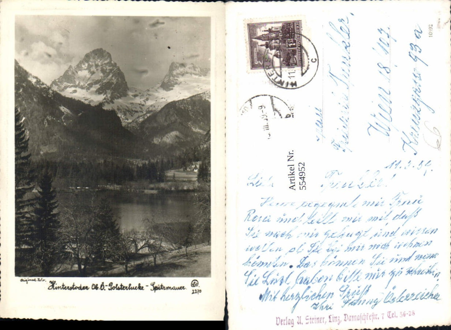 554952,original Foto-AK Hinterstoder Polsterlucke pub A. Steiner Linz