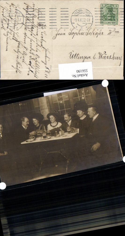 556190,tolle Foto-AK Hamburg Nachtcafe Fraue Bier Hut Hutmode Fr. Lühmann, Hr. Karl, Frau Halt