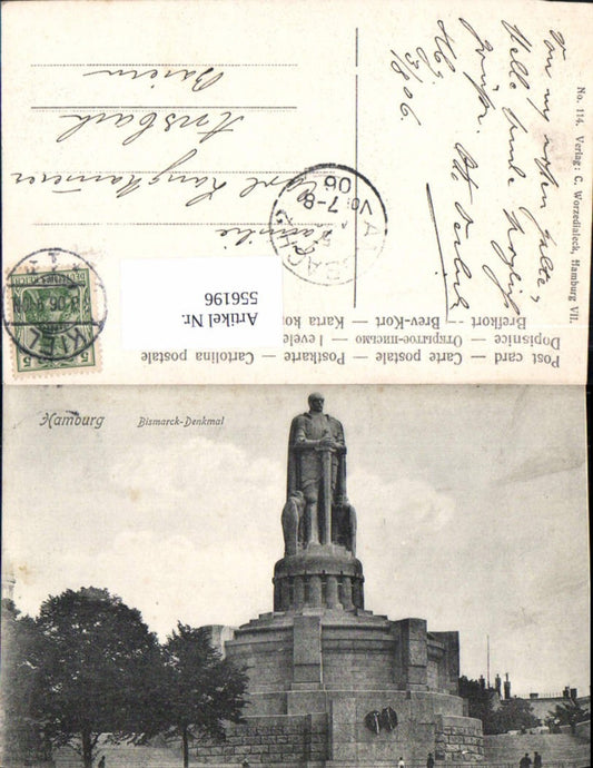 556196,Hamburg Mitte Neustadt Bismarck Denkmal 1906