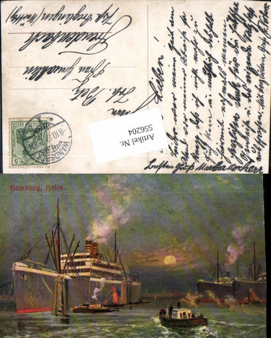 556204,tolle Künstler AK Georg Meinzolt Hamburg Hafen Schiff Hochseeschiff Dampfer