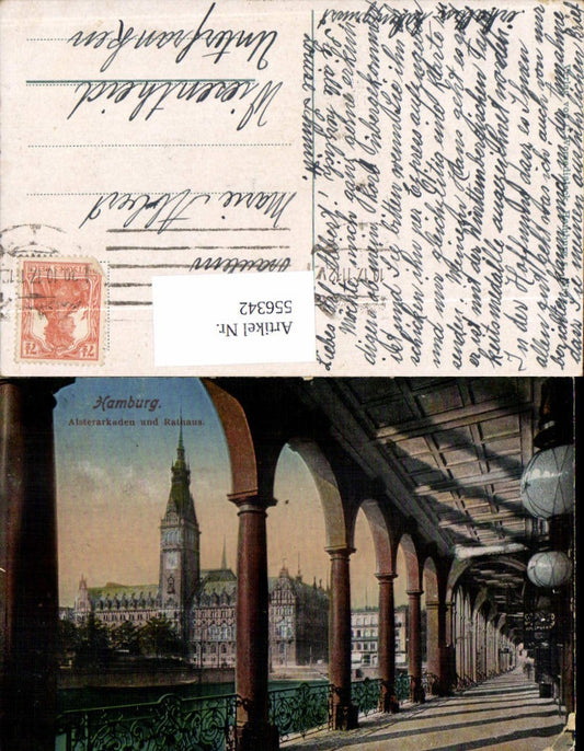 556342,Hamburg Alsterarkaden Rathaus