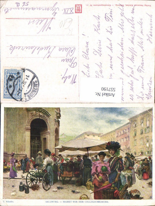 557190, great artists AK T. Ethofer Salzburg Market vd Collegium Church